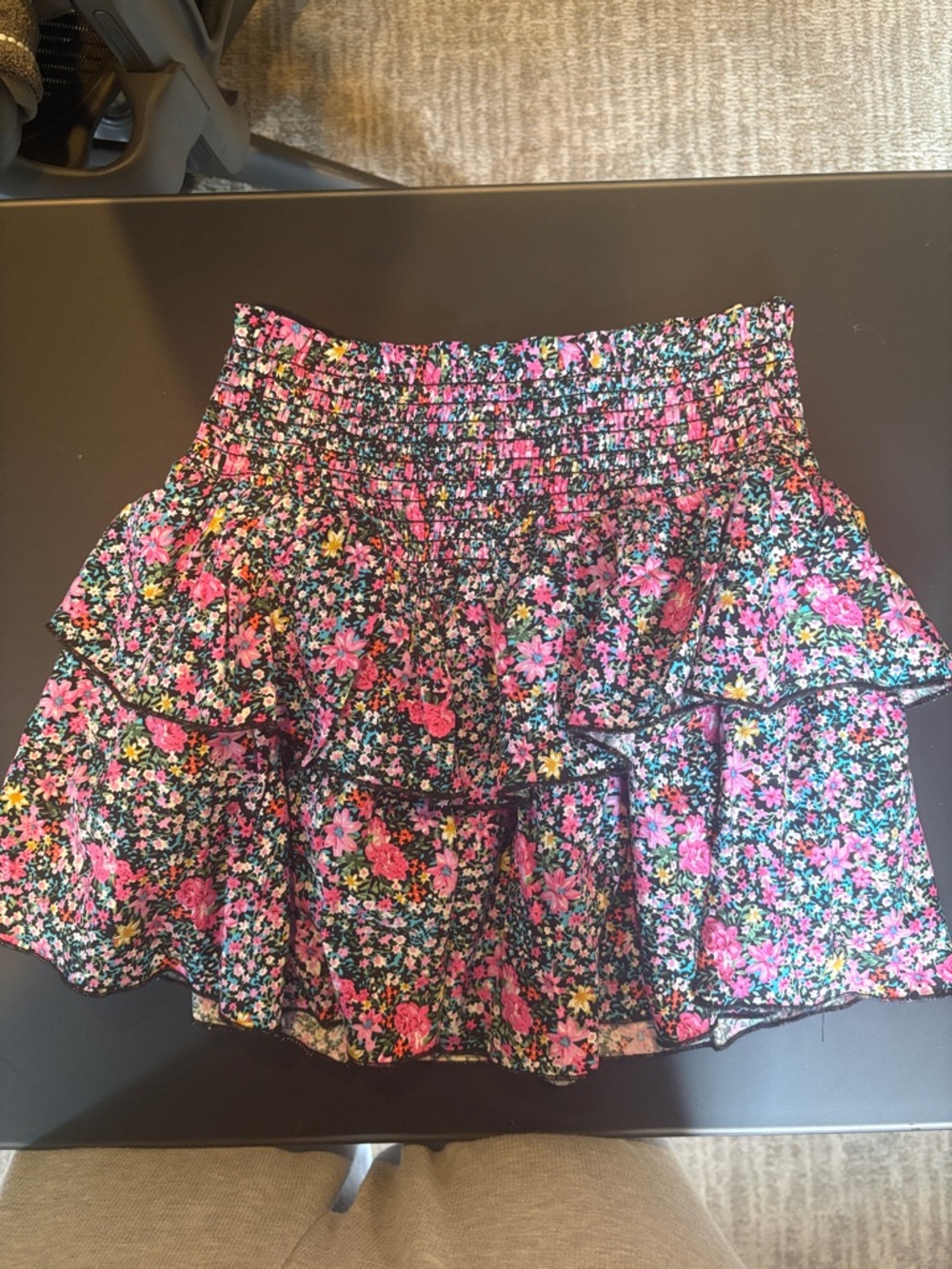 KATIE J Ruffle Mini Skirt - Pink/Black